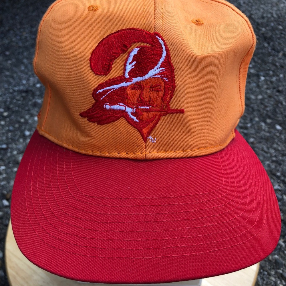 VTG Tampa Bay Buccaneers Hat AJD Creamsicle Bucco Bruce NFL Pro Line Green Brim